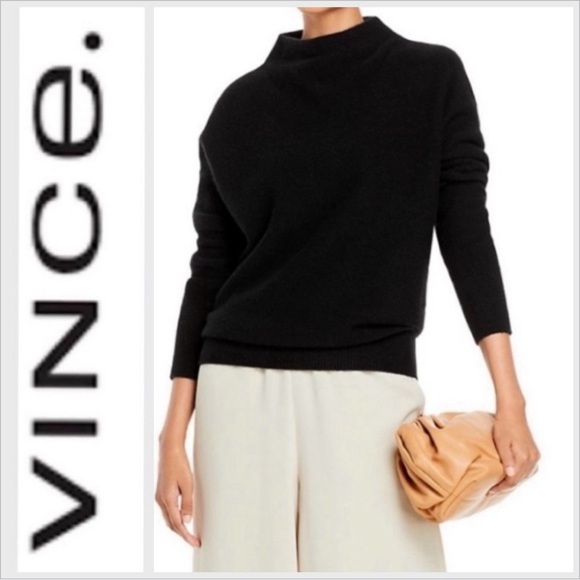 Vince Boiled Cashmere Funnel Neck blackSweater